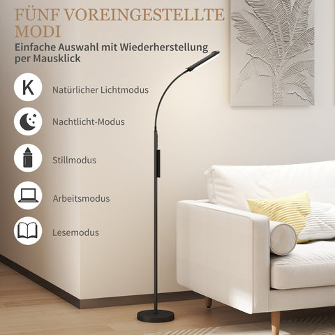 Rootz LED Base Lamp - Standing Lamp - Floor Light - Memory Function - Adjustable Brightness - Ø22 x 175cm - Black Steel