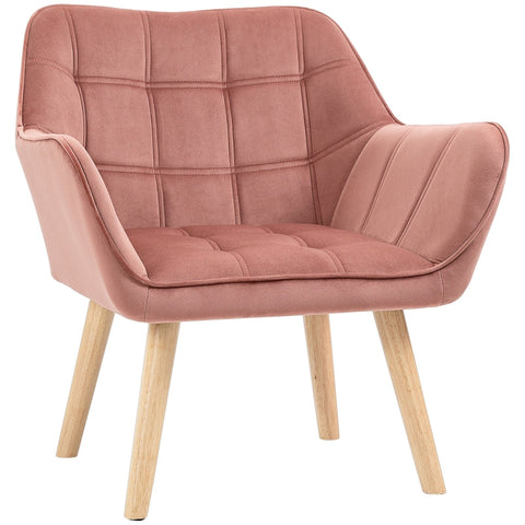 Rootz Scandinavian Style Lounge Chair - Upholstered Chair - Reading Chair - Rubberwood Legs - Velvet Surface - 67cm x 61.5cm x 71cm