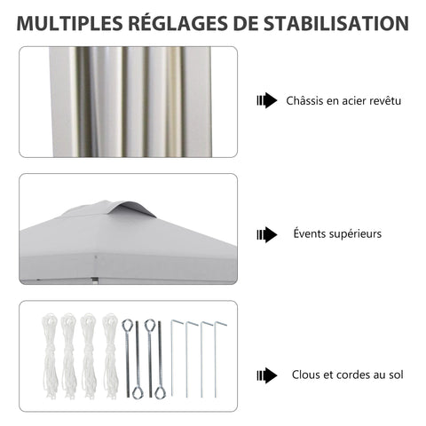 Rootz Foldable Pop-Up Party Tent - Gazebo - Canopy - UV30+ Protection - 297cm x 297cm x 284cm with Adjustable Side Walls & Portable Roller Bag