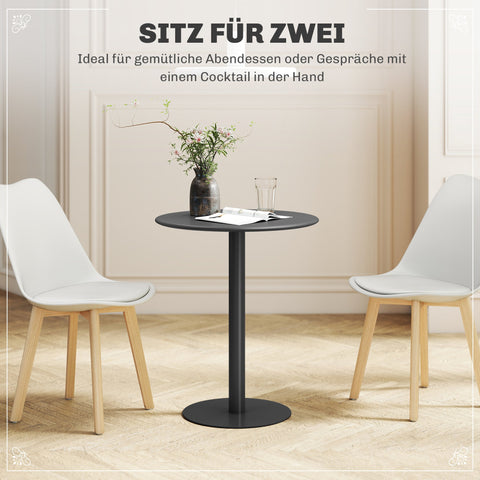 Rootz Round Dining Table - Bistro Table - Outdoor Table - Durable Steel - Ø60cm x 72cm - Black