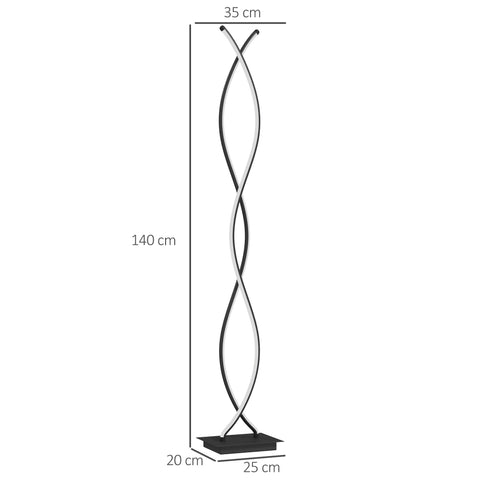 Rootz Floor Lamp - Standing Light - Living Room Lamp - Energy-Saving LED - 35L x 20B x 140H cm - Adjustable Brightness - Black
