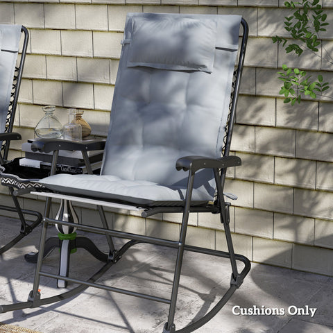 Rootz 2 Piece Sun Lounger Edition - Garden Lounger Pads - Upholstered Cushions - Water-Repellent - 50cm x 116cm x 5cm, Grey