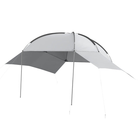 Rootz Car Awning - Vehicle Canopy - Weather Resistant - Truck Awning - Support Pole - Ground Spikes - Two Side Awnings - Polyester Taffeta-fiberglass-steel - Light Gray - 300L x 262W x 230-260H cm