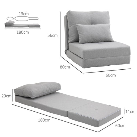 Rootz Floor Chair Folding Mattress - Sleep Mat - Convertible Seat - 2-in-1 Design - Removable Pillow - 60cm x 80cm x 56cm and 180cm x 60cm x 19cm