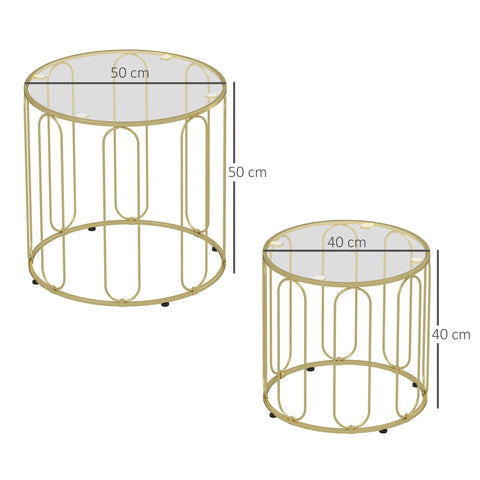 Rootz Nesting Coffee Tables Set - Glass End Tables - Modern Side Table - Elegant Design - 50x50cm & 40x40cm