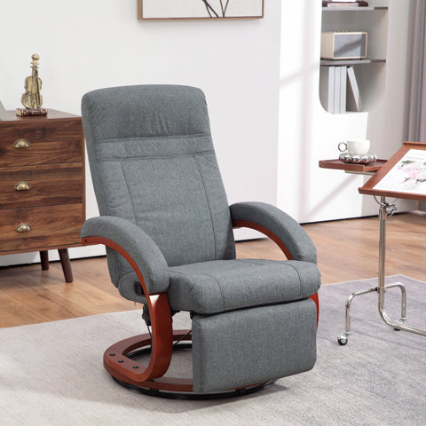 Rootz Reclining Chair - Lounge Chair - Recliner Chair - 360° Swivel - 68cm x 86cm x 100cm - Grey