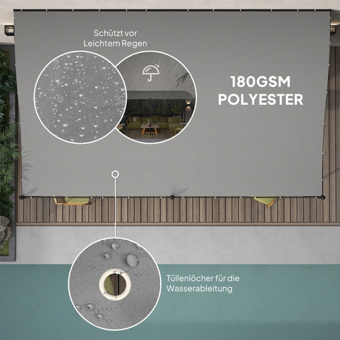 Rootz 3x5m Pergola - Garden Canopy - Outdoor Pavilion - Waterproof Tarpaulin - Metal Frame - 491cm x 298cm x 200/253cm - Stability & Elegance