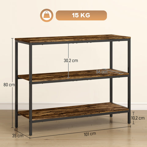 Rootz Console Table - Side Table - Entrance Organizer - Durable Chipboard & Metal - 101cm x 35cm x 80cm - Brown