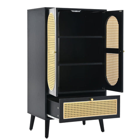 Rootz Elegant Black Sideboard - Storage Cabinet - Versatile Furniture - Height-Adjustable Legs - 60L x 40W x 110.5H cm