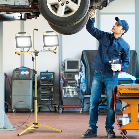 Rootz Construction Site Spotlight - Work Light - LED Lamp - 17000LM, IP65 Waterproof, 75cm x 62cm x 170cm