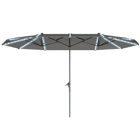 Rootz Double Terrace Umbrella - Sunshade Parasol - UV Protection Canopy - UPF50+ Coverage - 451cm x 267cm x 249cm - Grey