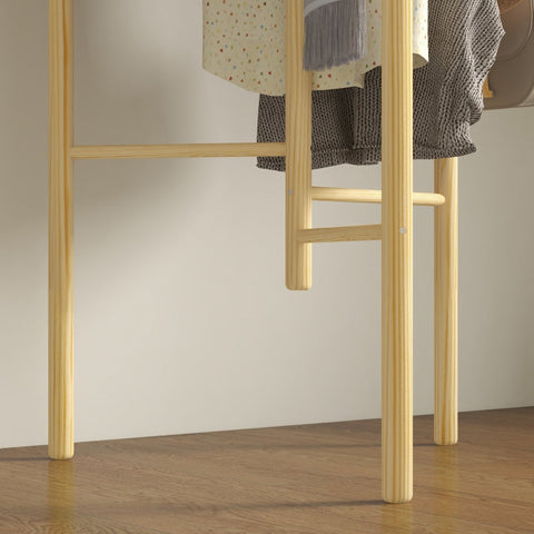 Rootz Clothes Rack - Coat Stand - Wardrobe Organizer - Space-Saving - Nordic Style - Pine Wood - 62cm x 52.5cm x 160cm