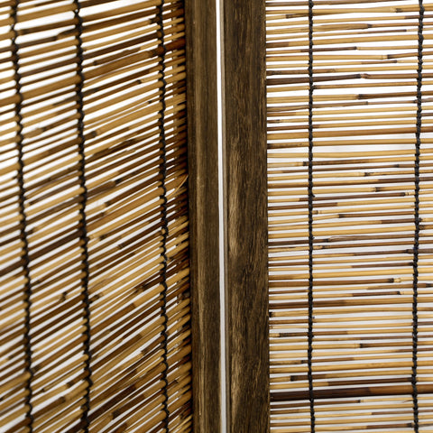 Rootz Wooden Folding Screen - Room Divider - Privacy Screen - Natural Bamboo Finish - 160L x 170H cm
