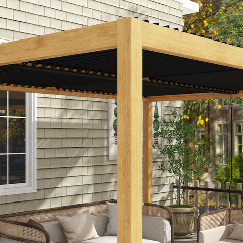 Rootz 3x4m Bioclimatic Pergola - Sun Sail - Outdoor Shelter - Adjustable Slats - Aluminum - 395x300x228cm