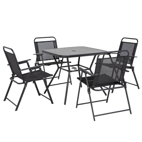 Rootz 5 Piece Garden Furniture Set - Outdoor Dining Set - Folding Patio Set - High Comfort - Table: 80x80x71cm, Chairs: 56x57x83.5cm