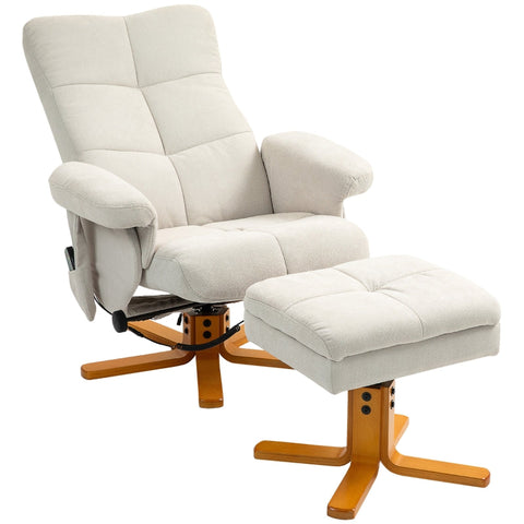 Rootz Massage Chair Set - Relaxation Chair - Recliner - Integrated Massage - 80x86x99cm (Sitting) - 80x118x83cm (Lying) - Footstool with Storage