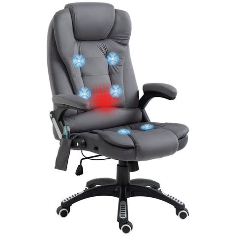 Rootz Vinsetto Office Chair with Massage & Heat Function - Ergonomic Chair - Height Adjustable Chair - 6 Vibration Massage Points - Easy Mobility - Adjustable Seat Height - 67W x 74D x 107-116H cm - Polyester, Foam, Nylon