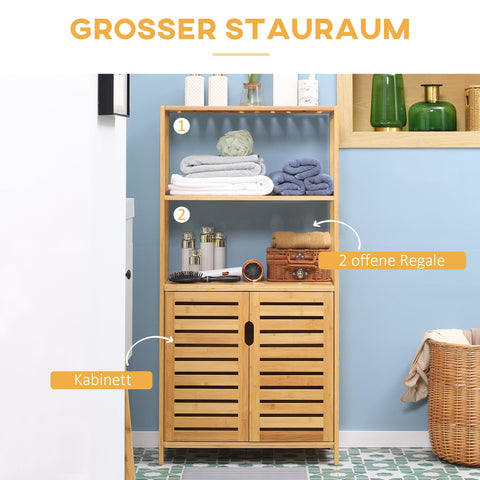 Rootz Bamboo Bathroom Cabinet - Bathroom Chest of Drawers - Bathroom Shelf - Reduces Disorder - 60cm x 30cm x 120cm - Brown