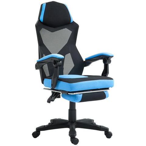Rootz Gaming Office Chair - Height-Adjustable Seat - Rotatable Roller - Ergonomic Comfort - 58cm x 63cm x 112-122cm - Blue-Black