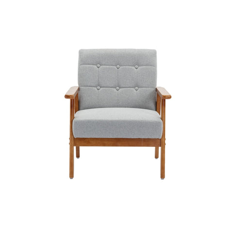 Rootz Leisure Chair - Mid-Century Modern Chair - Lounge Chair - Solid Wood - Linen Fabric - 71cm x 64.5cm x 77cm