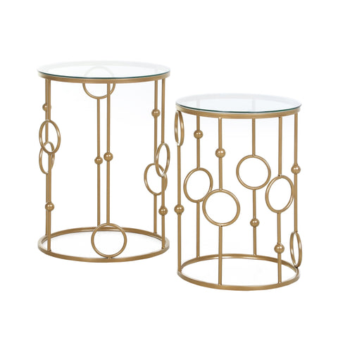 Rootz Side Tables Set - Round Coffee Tables - Art Deco Style - Elegant Design - Ø41x57cm, Ø36x51cm