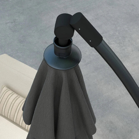 Rootz Cantilever Parasol - Including Cross Base - Sun Protection - Umbrella Roof - Polyester Fabric - Aluminum Frame - Gray - 293 x 293 x 260 cm