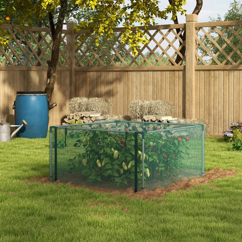 Rootz Plant Protection Net - Vegetable Protection - Zip Door - Galvanized Steel Frame - Green + Silver - 125 x 125 x 62.5 cm