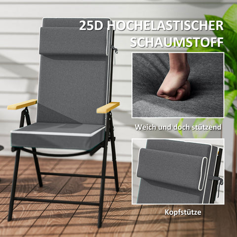 Rootz Seat Cushion - Chair Pad - Outdoor Cushion - Water-Repellent Comfort - 120cm x 47cm x 9.5cm - Grey