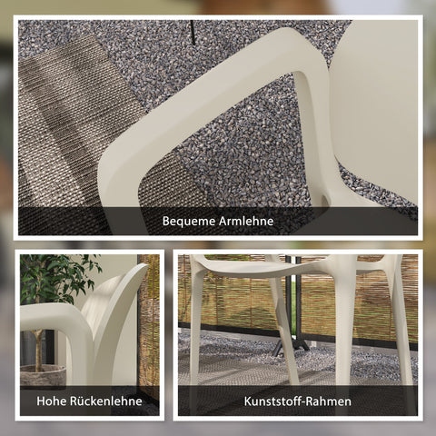 Rootz 4 Piece Set Garden Chairs - Weatherproof Stacking Chairs - Outdoor Armchair Set - UV Resistant - 60cm x 56cm x 75cm