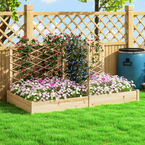 Rootz Jardinière Wooden Flower Box - Planter with Grids - Raised Garden Bed - Open-floor Design - 222cm x 114cm x 109cm