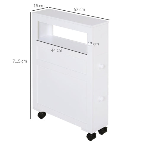 Rootz Bathroom Memory Cabinet - Toilet Storage - Rolling Organiser - Space Optimizer - 16cm x 52cm x 71.5cm White