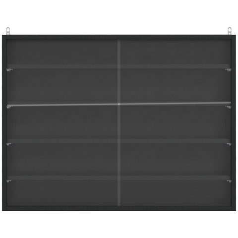 Rootz Wall Showcase - Collector's Display Case - Adjustable Shelves - Glass Sliding Doors - Protects Collectibles - 80 x 9.5 x 60 cm, Black
