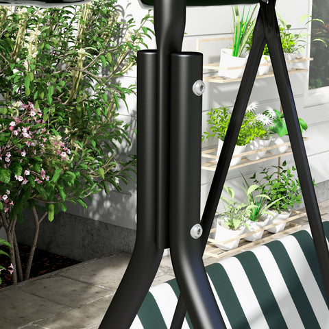 Rootz 3-Seater Garden Lounger - Outdoor Sofa - Patio Recliner - Adjustable Roof - Steel & Polyester - Green - 172cm x 110cm x 153cm