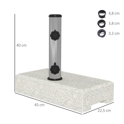 Rootz Parasol Stand - Umbrella Stand - UV Resistant - Solid Granite Base - Garden-patio - Granite - Stainless Steel - Gray - 45L x 22.5W x 40H cm
