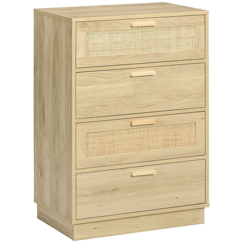 Rootz Boheme Chest of Drawers - Rattan Storage Unit - Brown Dresser - Durable & Spacious - 60cm x 38cm x 88.5cm