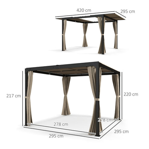 Rootz Gazebo - Outdoor Pavilion - Garden Canopy - Sturdy Fabric - Aluminum & Steel Frame - 295cm x 295cm x 220cm