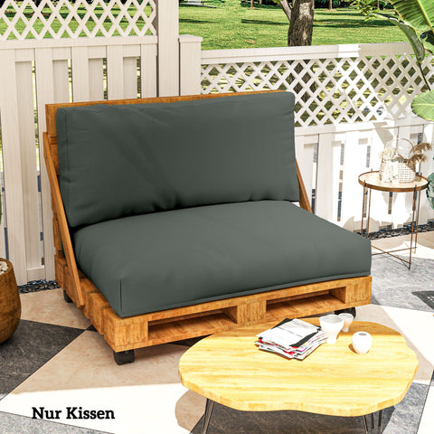 Rootz Pallet Pillow 2 Set - Receptive Seat Cushion - Pallette Cushion with Backrest - Maximum Comfort - 120x80x20cm - Grey