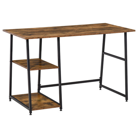 Rootz Industrial Design Office Desk - Workspace Table - Reclaimed Wood Look - Storage Shelves - 120cm x 60cm x 76cm