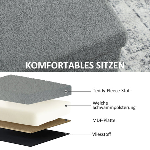 Rootz Storage Stool - Upholstered Bench - Foot Rest - 84L Storage - 76cm x 38cm - Grey