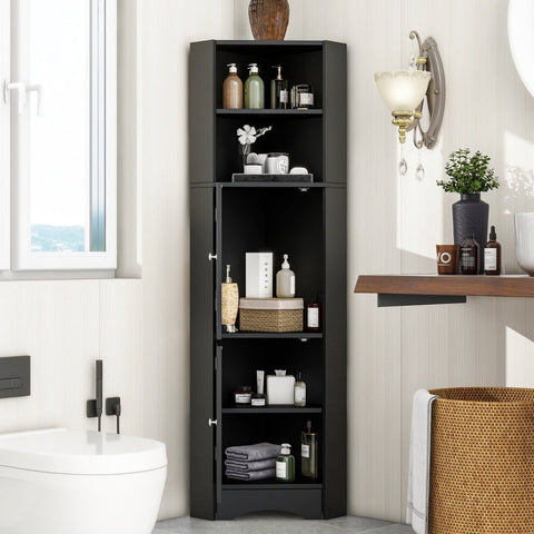 Rootz Corner Cabinet - Bathroom Storage - Adjustable Shelf - Moisture Resistant - 36.5L x 36.5W x 155H cm