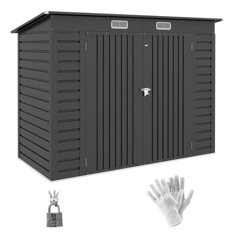 Rootz Steel Garden Shed - Tool Storage - Outdoor Cabinet - Galvanized Steel - Secure & Organize - Weather Resistant - Easy Assembly - 249cm x 121cm x 166/183cm