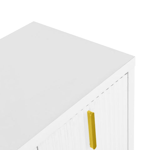 Rootz Minimalist Sideboard - Modern Storage Unit - Elegant Cabinet - Adjustable Dividers - White & Gold - 140L x 38W x 80H cm