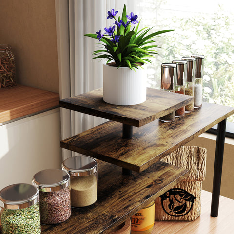 Rootz Rotatable Kitchen Shelf - Microwave Holder - Industrial Metal Stand - Maximizes Space - 40 x 18 x 36.5 cm