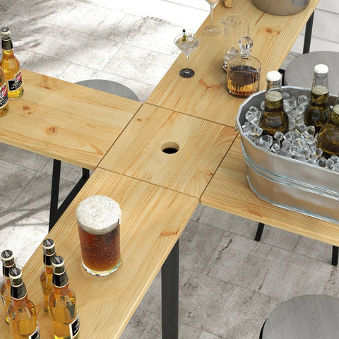 Rootz Picnic Table - Outdoor Folding Table - Up To 20 People - Weatherproof - Metal-fir Wood - Natural-black - 2.4x2.4x1m