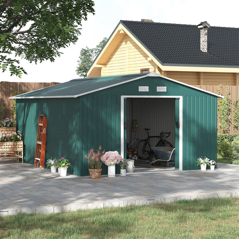Rootz Weatherproof Garden Tool Shed - Storage Shed - Outdoor Shed - Excellent Ventilation - 340cm x 386cm x 200cm