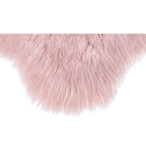 Rootz Faux Fur Rug - Imitation Lambskin - Cozy Decor - Easy Care - 80cm x 55cm x 6.1cm - Pink