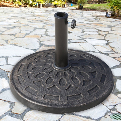 Rootz Umbrella Stand Parasol Base - Secure Parasol Holder - Stable Umbrella Stand - Stylish Outdoor Base - 48.5cm x 34cm - Resin and Steel