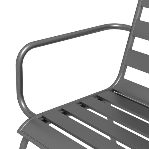 Rootz 7 Piece Garden Furniture Set - Outdoor Dining Set - Metal Patio Furniture - Stackable & Space-Saving - Table 150x80x74cm, Chairs 51x58x78cm