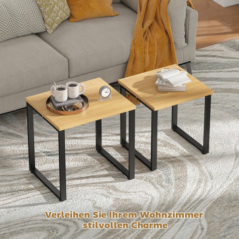 Rootz Coffee Table Set of 2 – Living Room Tables – Nesting Tables – Metal Frame – Space-Saving Design – 60x50x60cm & 50x50x54cm