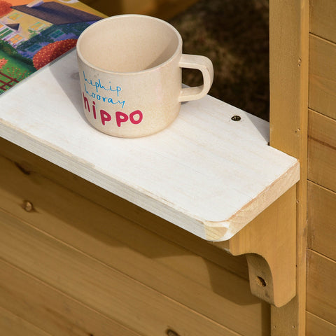 Rootz Wooden Children's Playhouse - Outdoor Play House - Garden Play Hut - Weatherproof & Durable - 205cm x 119cm x 140cm